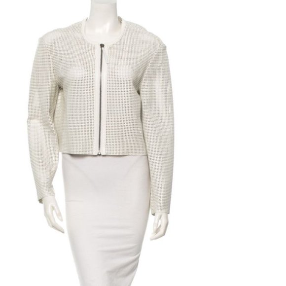 HELMUT LANG Optic White Sift Leather Jacket Small - Picture 10 of 15